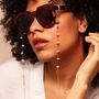Anya Rose Quartz And Brass Hexagon Glasses Chain, thumbnail 3 of 6