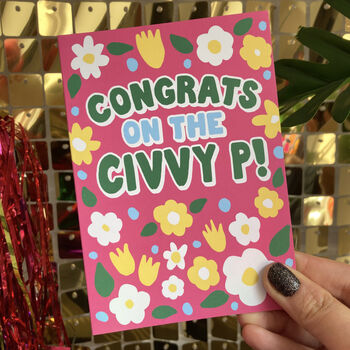 Congratulations Civvy P Civil Partnership Card, 2 of 5
