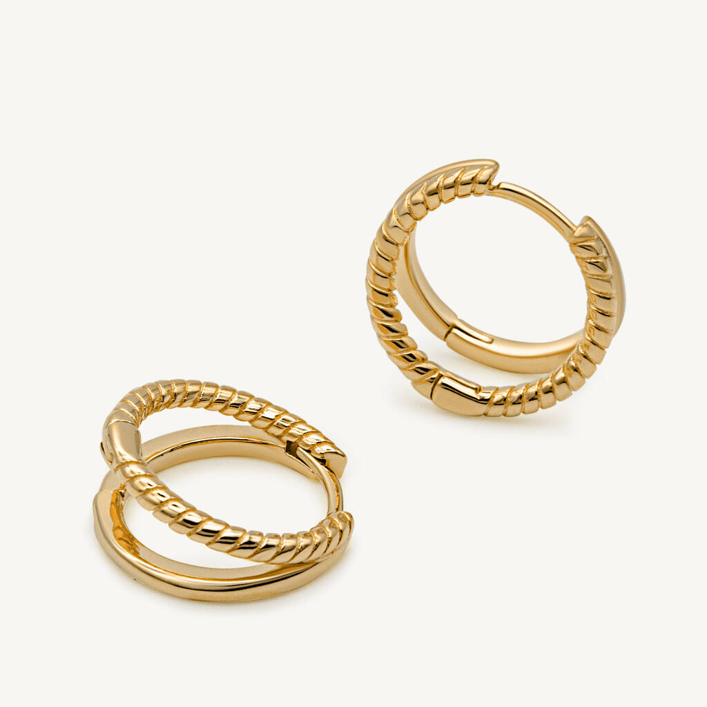 Minimalist Double Hoops 14k Gold Plated Earrings By Jolivur
