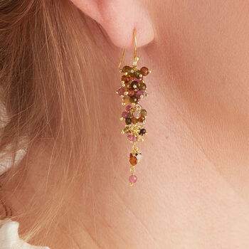 Tourmaline Beaded Waterfall Drop Earrings, 3 of 11