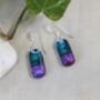 Dichroic Glass Drop Earrings In Blue And Purple, thumbnail 1 of 4