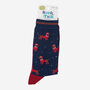Santa Claus Sausage Dogs Bamboo Socks Men's Navy Red, thumbnail 4 of 4