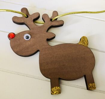 Personalised Reindeer Bunting Wooden Paint Craft Kit, 5 of 8
