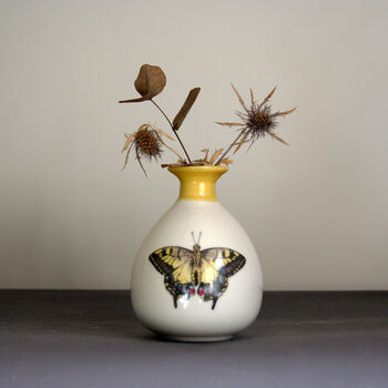 Small Ceramic Butterfly Bud Vase Yellow, 3 of 3