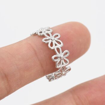 Sterling Silver Forget Me Not Flower Infinity Ring, 4 of 9