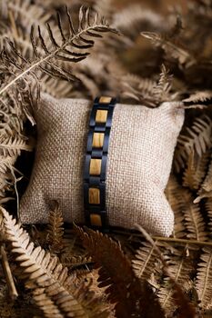 Paracas Engraved Stainless Steel And Olive Wood Bracelet, 3 of 8