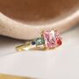 Golden Pink Multi Crystal Cluster Ring, thumbnail 2 of 4