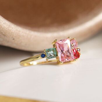 Golden Pink Multi Crystal Cluster Ring, 2 of 4