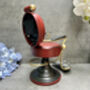 Barber’s Chair Table Clock – Red And Black Metal Ornament, thumbnail 5 of 12