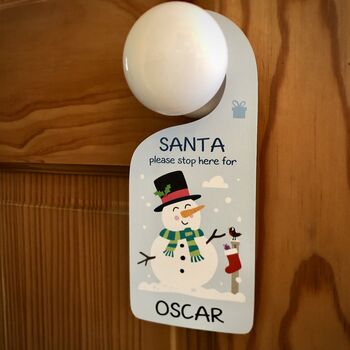 Personalised Santa Stop Here Christmas Door Hanger, 2 of 3
