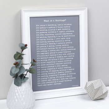 Personalised Marriage Print What Is A Marriage Poem, 6 of 10
