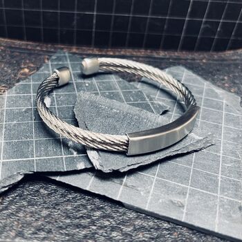 Titanium Double Banded Steel Bracelet | Men's Gift, 3 of 6