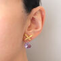 Gold Leaf And Amethyst/ Green Amethyst Earrings, thumbnail 3 of 9