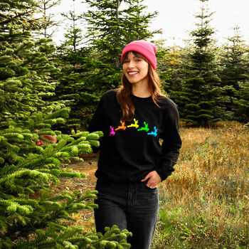 Neon Rainbow Reindeers Christmas Sweatshirt Jumper, 3 of 7
