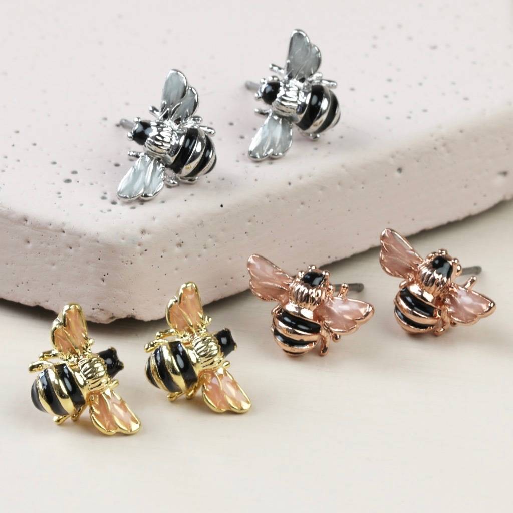 small bee stud earrings by lisa angel | notonthehighstreet.com