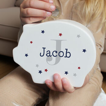 Personalised Name And Initial Piggy Bank Personalised Gif, 3 of 5