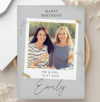 Personalised Grey Retro Photo Style Upload Card, 3 of 5