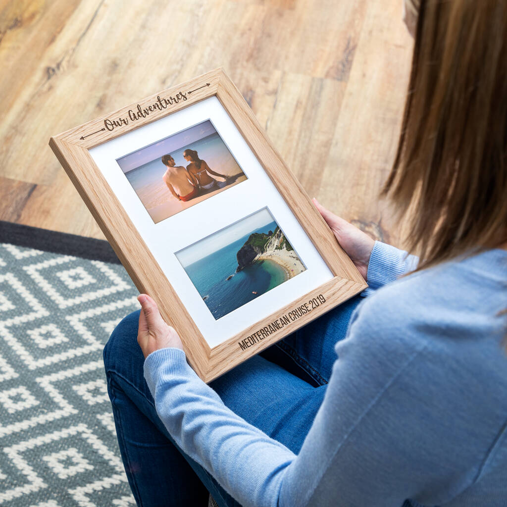 Personalised Our Adventures Oak Photo Frame By Mirrorin