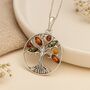Personalised Oxidised Sterling Silver Baltic Amber Tree Of Life Necklace, thumbnail 1 of 11
