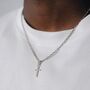 Men's 925 Sterling Silver Mini Cross X Rolo Chain Pendant Necklace Chain For Men, thumbnail 1 of 12
