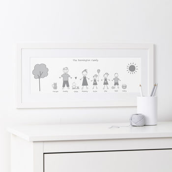 Personalised Stick Family Portrait Print, 4 of 9