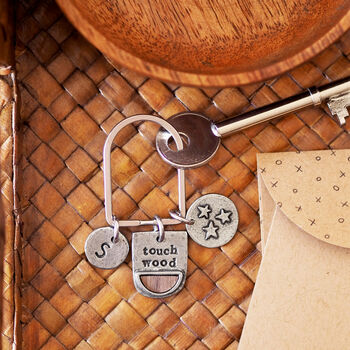 'Touch Wood' Good Luck Keyring Charm, 2 of 3