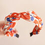 Twist Fabric Headband In Orange And White, thumbnail 4 of 4