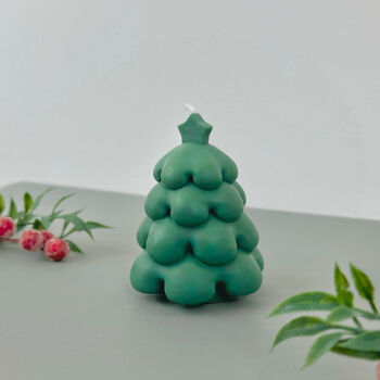 Green Christmas Tree Candle And Christmas Decoration, 9 of 11