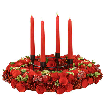 Giant Crimson Rose Table Candle Holder Wreath, 2 of 4