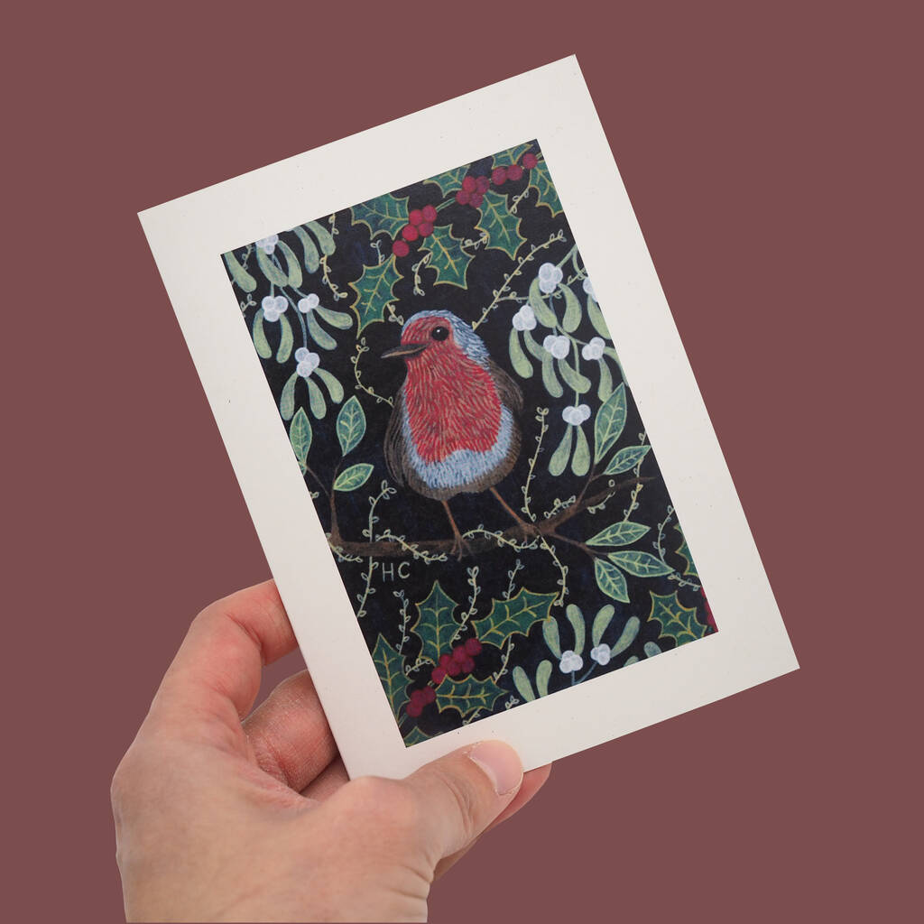 Reusable Eco Friendly Christmas Robin Card Blank Inside Or Optional Handwritten Message, 1 of 7