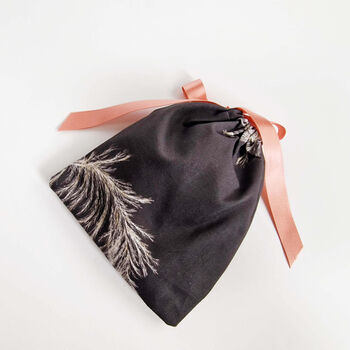 Handmade Dark Feather Reusable Wedding Gift Pouch, 5 of 8