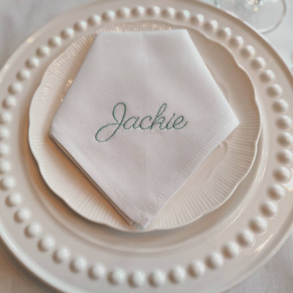 Personalised Embroidered Napkin By Puffin Co | notonthehighstreet.com