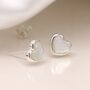 Sterling Silver Mother Of Pearl Heart Stud Earrings, thumbnail 2 of 8