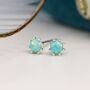 Tiny Sterling Silver Green Opal Stud Earrings, thumbnail 4 of 11