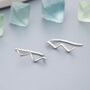 Zigzag Wave Crawler Earrings Sterling Silver, thumbnail 5 of 11