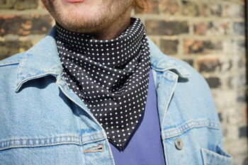Mens Black Polkadot Cotton Neckerchief, 7 of 10