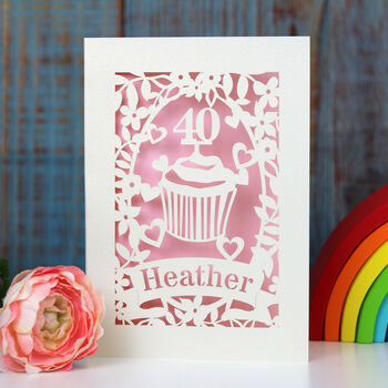 Personalised Papercut Cupcake Birthday Card, 5 of 6