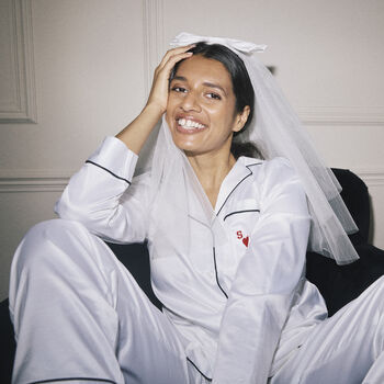 Personalised 'Heart Initial' Satin Pyjama Set, 3 of 5