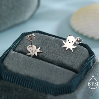 Sterling Silver Octopus Stud Earrings, 2 of 12