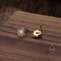 Sterling Silver Droplet Moonstone Crown Stud Earrings, thumbnail 3 of 11