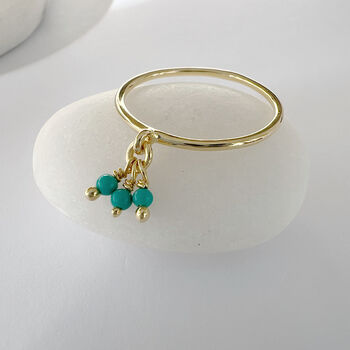 Triple Turquoise Cluster Drop Ring, 4 of 8