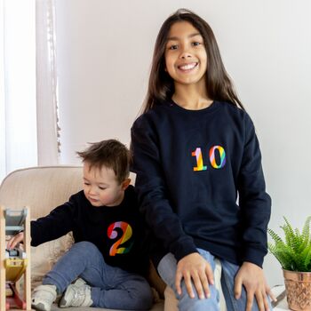 Navy Kids Rainbow Age Embroidered Sweatshirt, 3 of 4