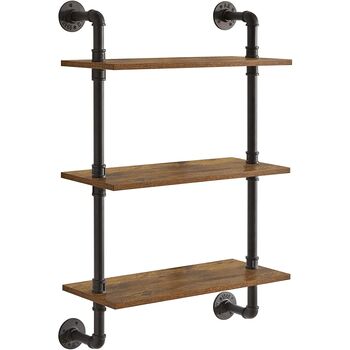Three Tier Industrial Pipe Wall Mount Shelves, 5 of 6