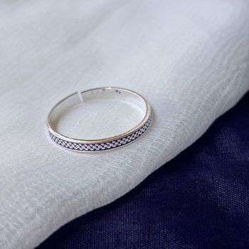 925 Silver Band Boho Slim Purple Thumb Toe Ring, 4 of 5
