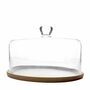 Bamboo Serving Plate With Glass Serving Dome, thumbnail 2 of 3