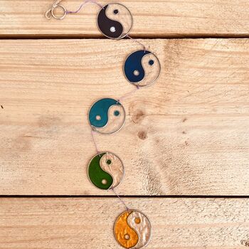 Boho Yin Yang Stained Glass Sun Catcher Window Decor, 9 of 11