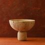Handcrafted Travertine Pedestal Bowl, thumbnail 1 of 2