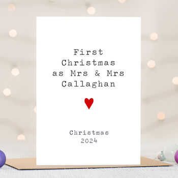 Personalised Mrs And Mrs First Christmas Card, 2 of 3