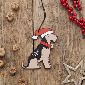 Airedale / Welsh Terrier Christmas Tree Decoration Personalisation Available, 4 of 5