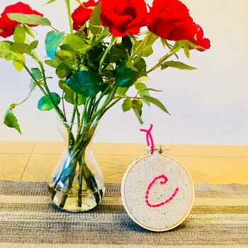 Upcycled Initial Christmas Hanging Hoop, 3 of 6